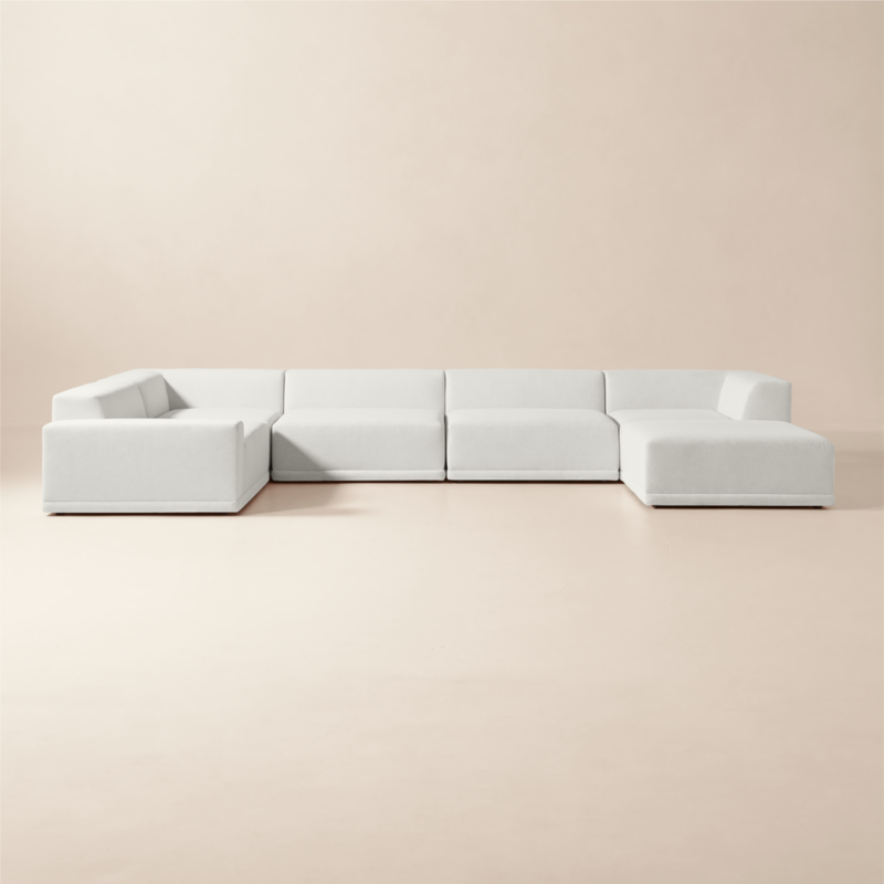 Faible 6-Piece U-Shaped White Performance Fabric Deep Depth Sectional Sofa with Left-Arm - image 0 of 15