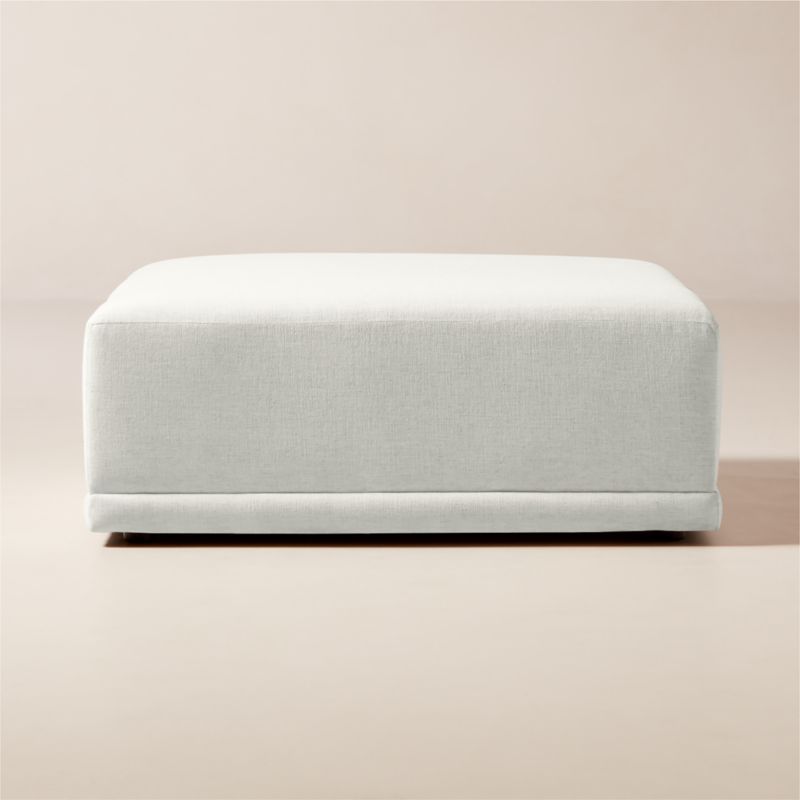 Faible White Performance Fabric Ottoman - image 0 of 6