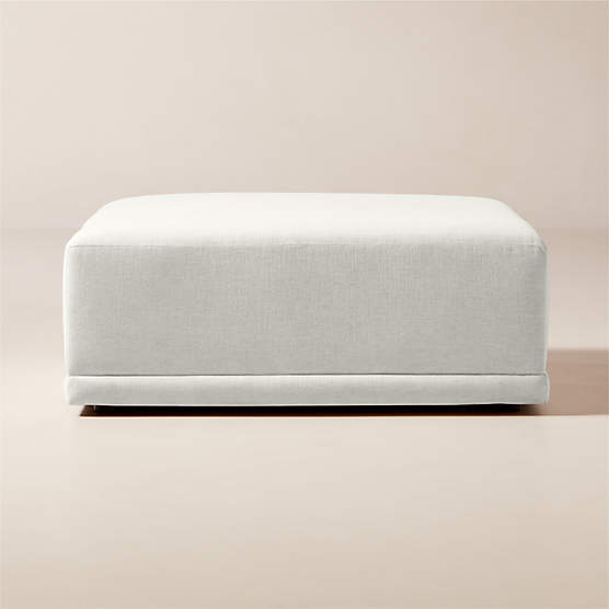 Faible White Performance Fabric Ottoman