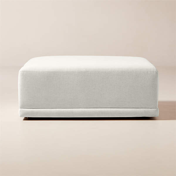 White fabric outlet ottoman