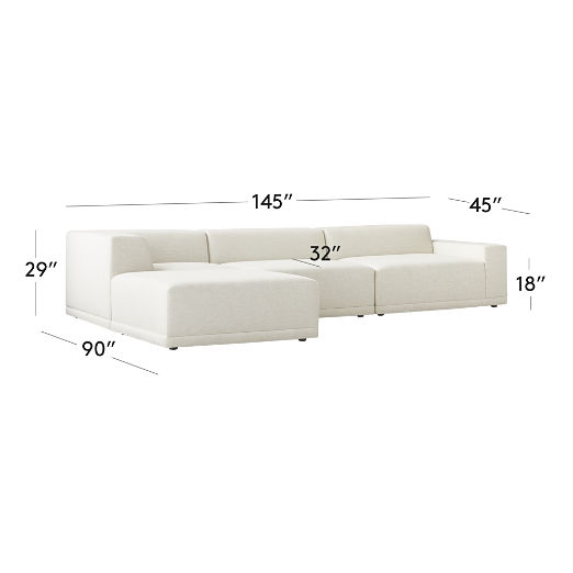 Faible 4-Piece L-Shaped White Performance Linen Sectional Sofa with Right-Arm