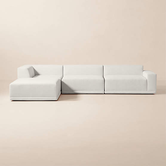 Faible 4-Piece L-Shaped White Performance Chenille Deep Depth Sectional Sofa with Right-Arm