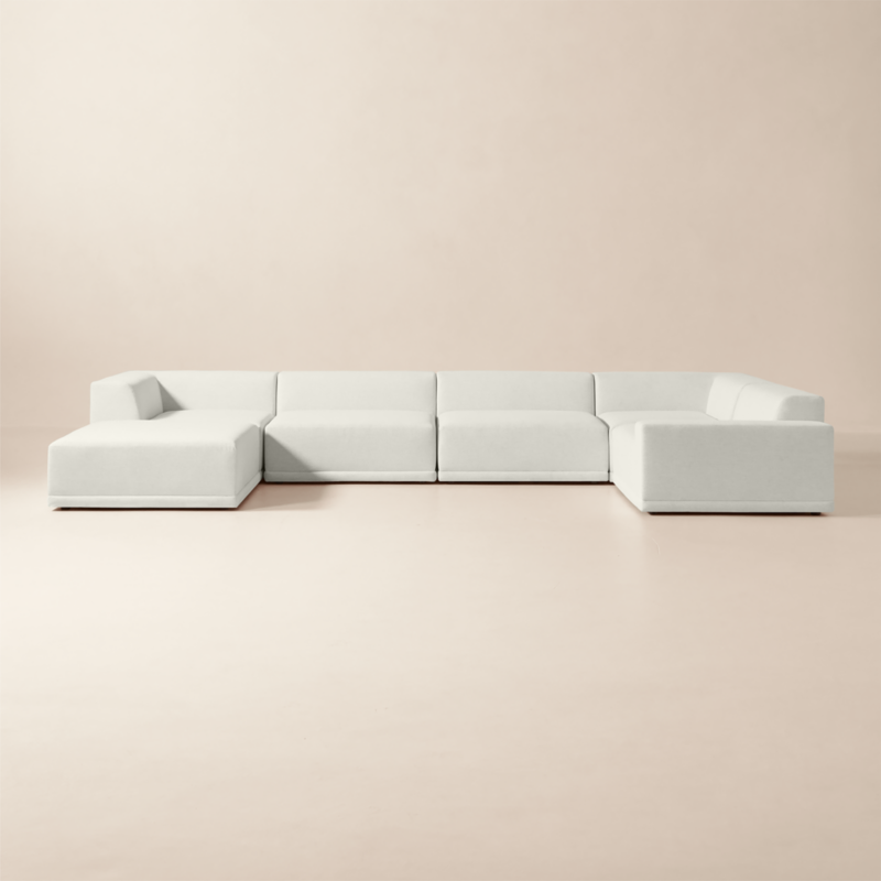 Faible 6-Piece U-Shaped White Performance Fabric Deep Depth Sectional Sofa with Right-Arm - image 0 of 15