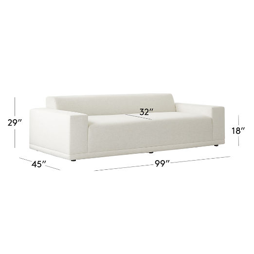 Faible 99" Brown Leather Deep Depth Sofa