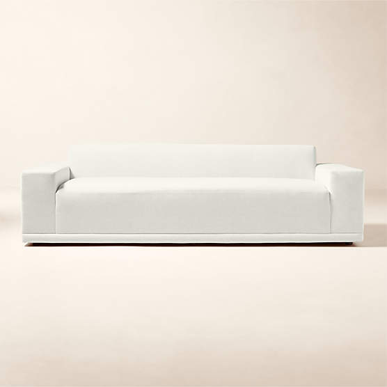 Faible 100" White Performance Deep Depth Fabric Sofa