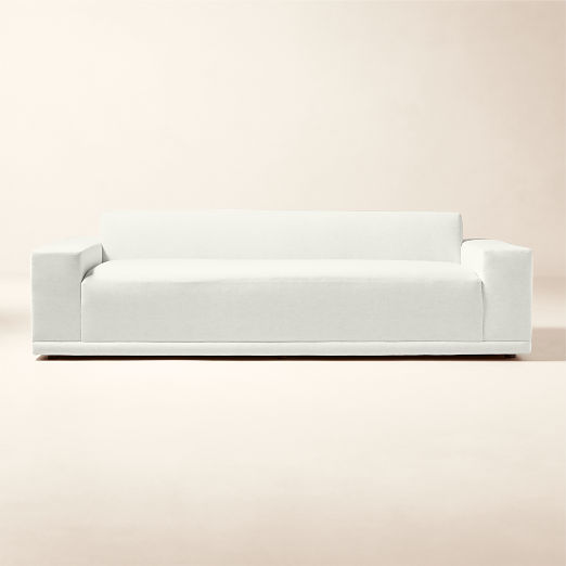 Faible 99" White Performance Deep Depth Fabric Sofa