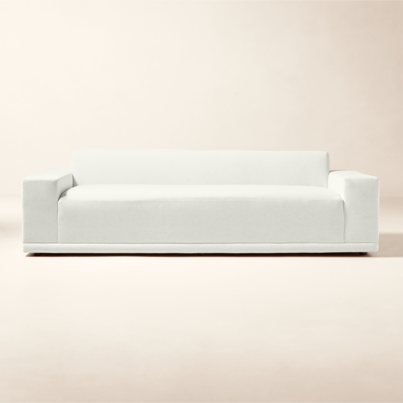 Faible 99" White Performance Deep Depth Fabric Sofa - image 0 of 11