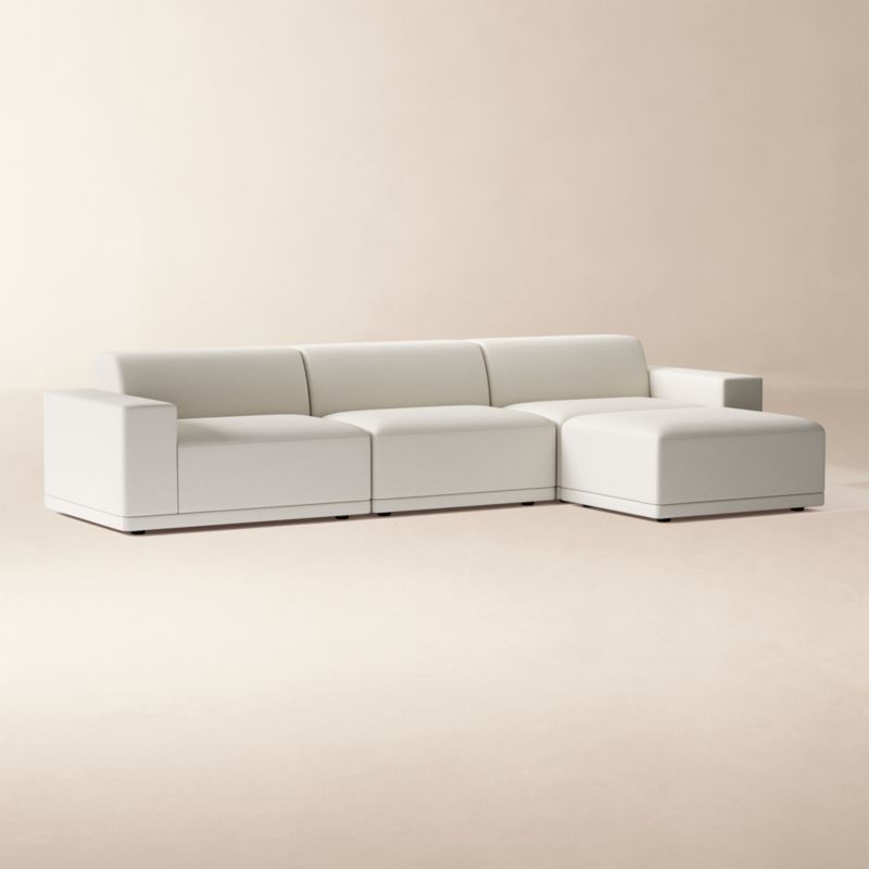 Faible 4-Piece Modular White Performance Velvet Standard Depth Sectional Sofa - image 2 of 9