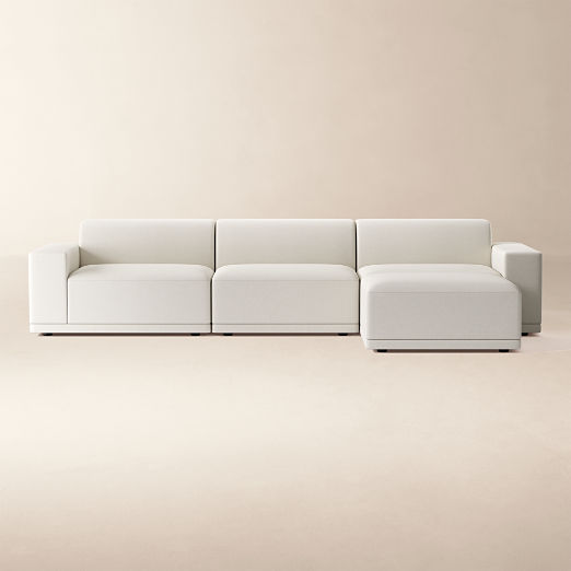 Faible 4-Piece Modular White Performance Velvet Standard Depth Sectional Sofa