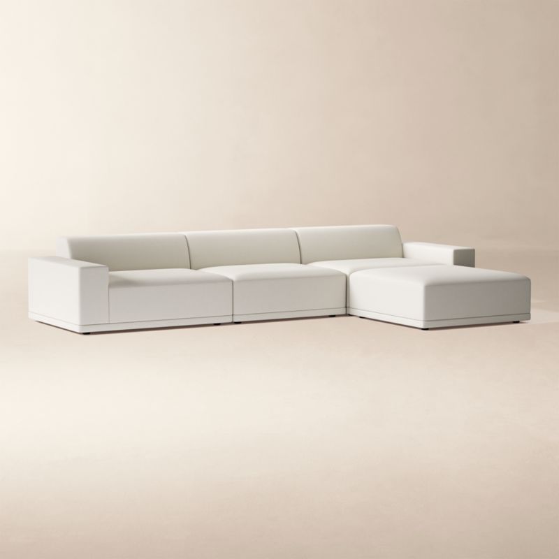 Faible 4-Piece Modular White Performance Fabric Deep Depth Sectional Sofa - image 2 of 9