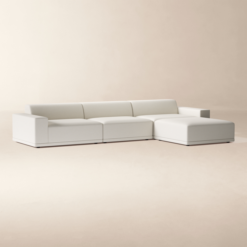 Faible 4-Piece Modular White Performance Fabric Deep Depth Sectional Sofa - image 2 of 11