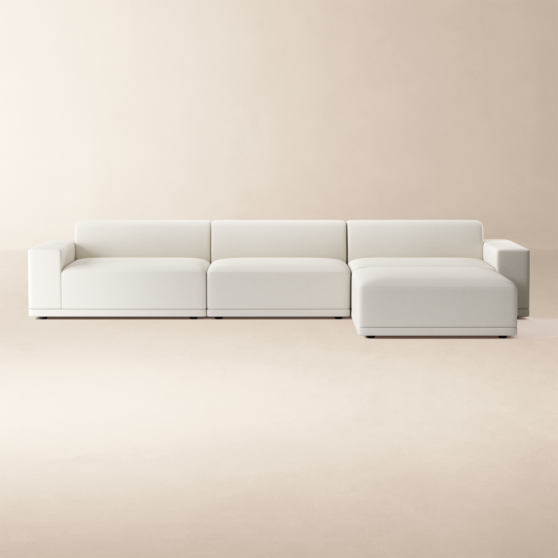 Faible 4-Piece Modular White Performance Fabric Deep Depth Sectional Sofa - image 0 of 11