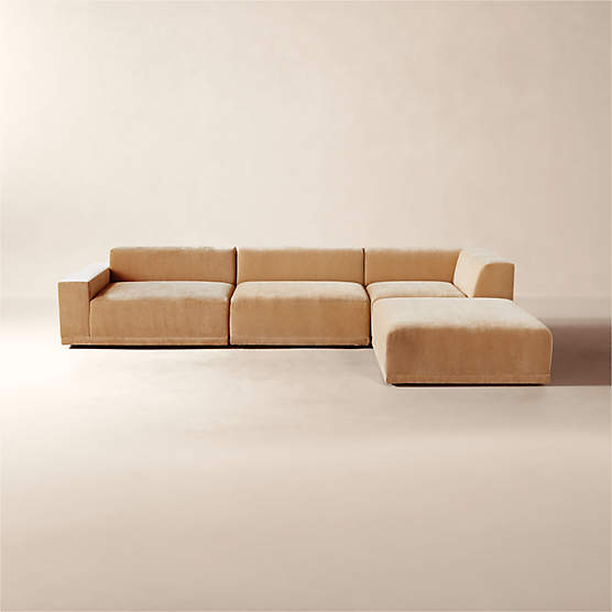 Deseo 4Piece Modular Copper Brown Performance Velvet Sectional Sofa