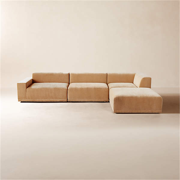 Faible Modern 4-Piece Wheat Performance Velvet Sectional Sofa with