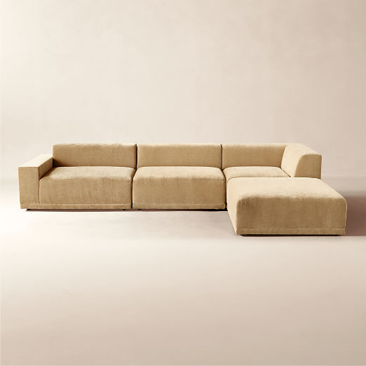 Faible 4-Piece Wheat Performance Chenille Deep Depth Sectional Sofa with Left-Arm