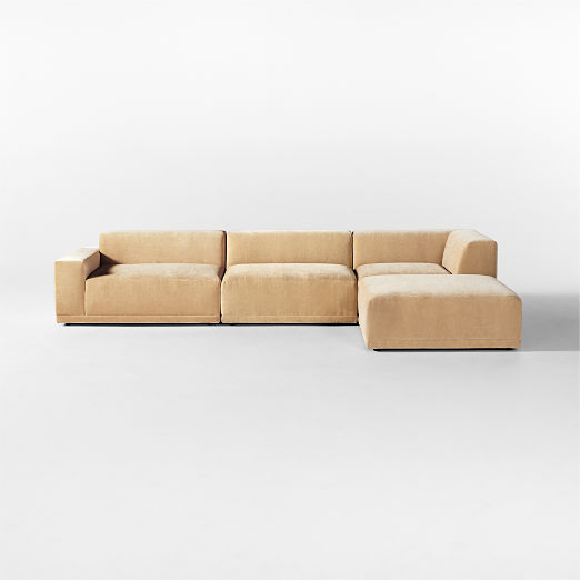 Faible 4-Piece Wheat Performance Velvet Sectional Sofa with Left-Arm