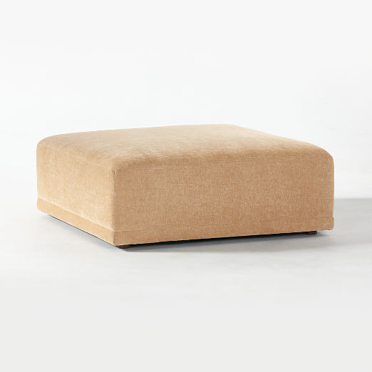 Faible Wheat Performance Velvet Ottoman