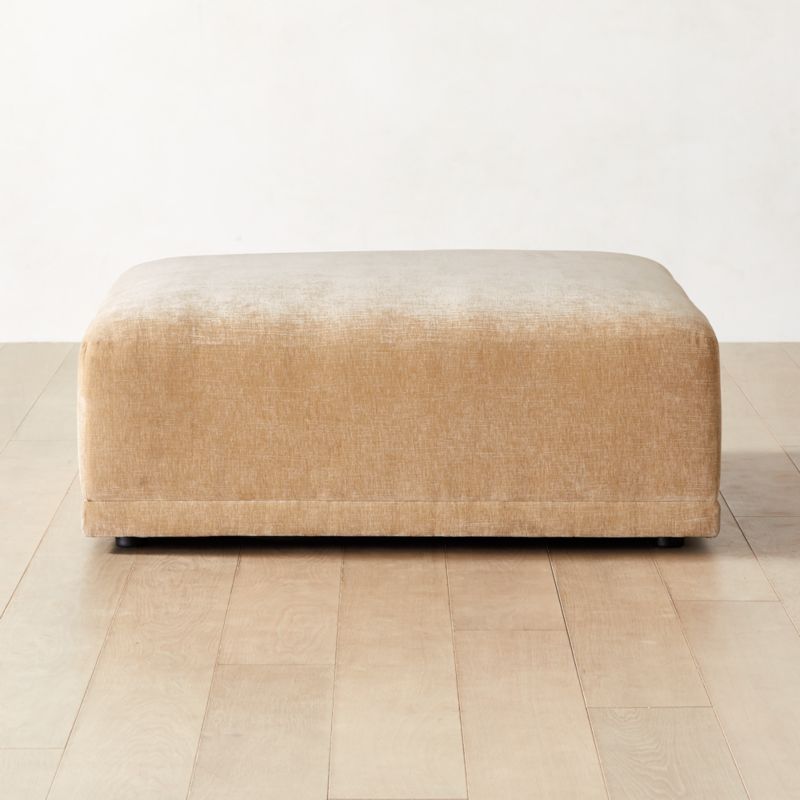 Faible Wheat Performance Velvet Ottoman - image 0 of 7