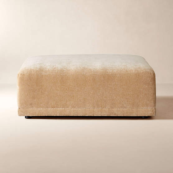 Faible Wheat Performance Velvet Ottoman