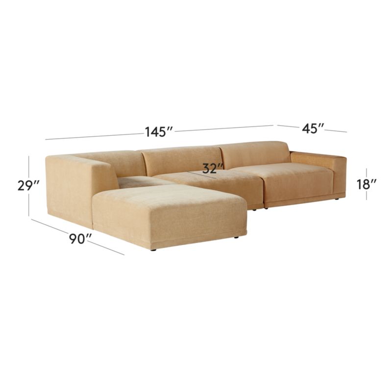 View Faible 4-Piece Wheat Performance Velvet Sectional Sofa with Right-Arm - image 3 of 10