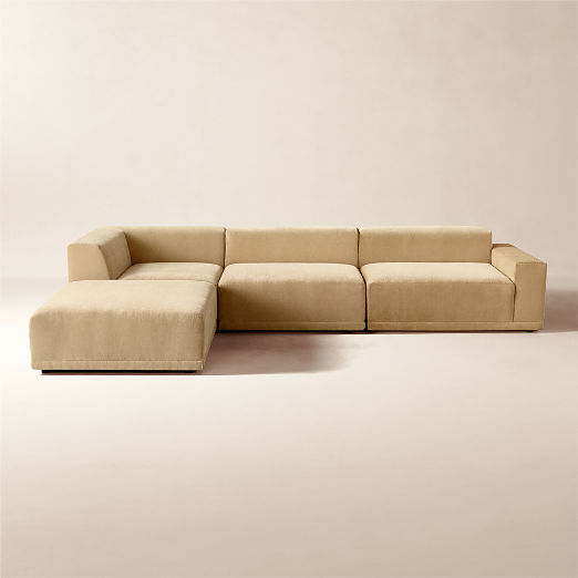 Faible 4-Piece Wheat Performance Chenille Deep Depth Sectional Sofa with Right-Arm