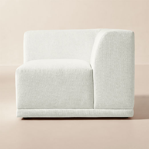 Faible White Performance Chenille Standard Depth Corner Chair
