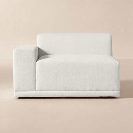 Faible White Performance Linen Standard Depth Left-Arm Chair