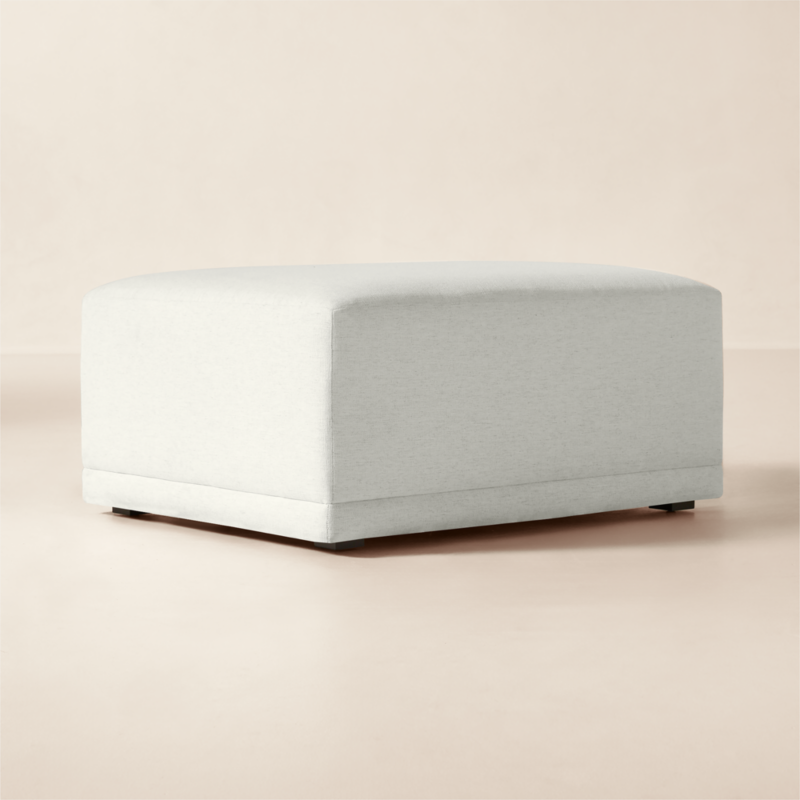 Faible White Performance Linen Standard Depth Ottoman - image 2 of 5