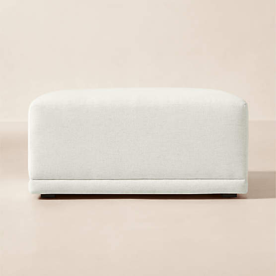 Faible White Performance Linen Standard Depth Ottoman