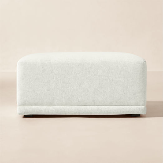 Faible White Performance Linen Standard Depth Ottoman