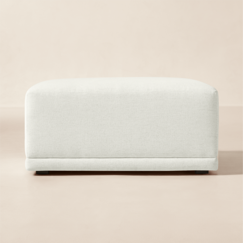 Faible White Performance Linen Standard Depth Ottoman - image 0 of 5
