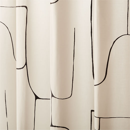 Falazo Organic Cotton Ivory and Black Abstract Shower Curtain 72"