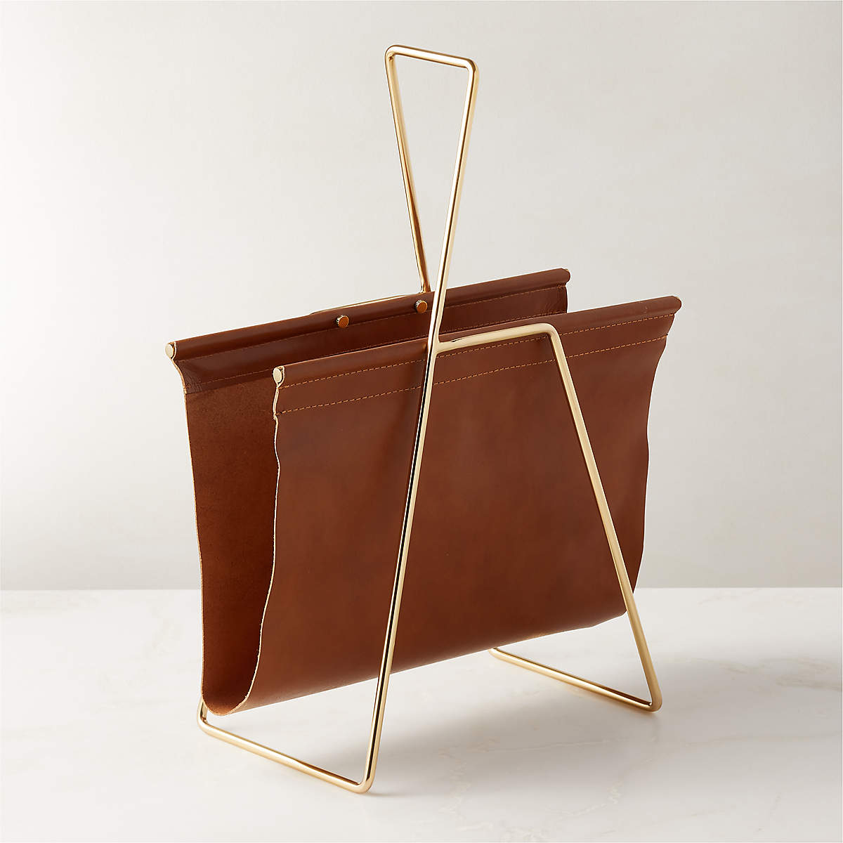 Leather Magazine Rack | CB2