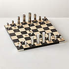 Fori Black and White Game Side Table with Brass Chess Set