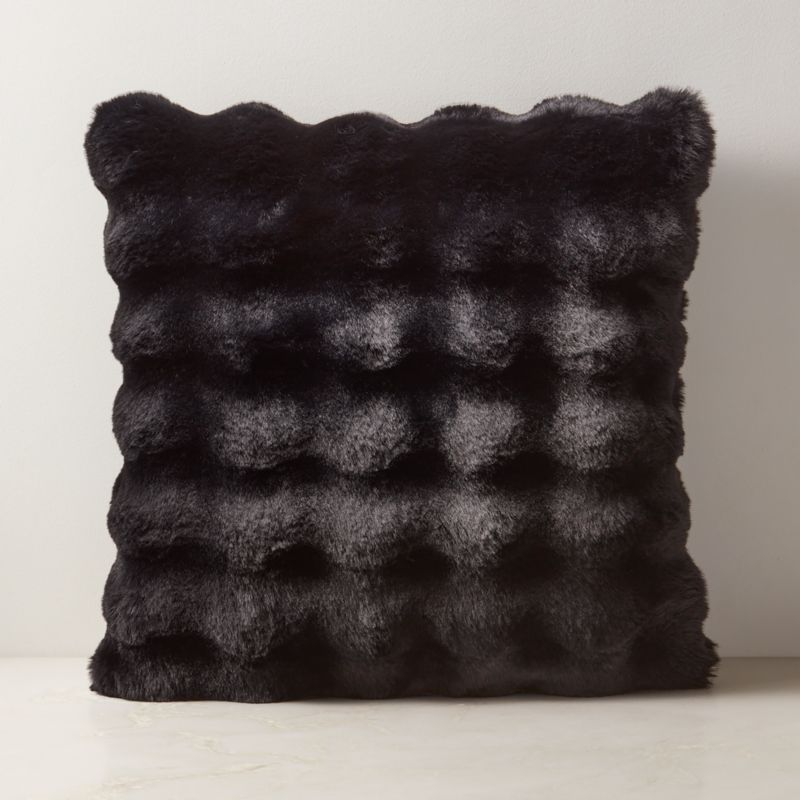 Farleigh Black Faux Fur Throw Pillow with Down Alternative Insert 20 Reviews CB2 Canada