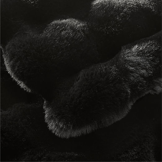 Farleigh Black Faux Fur Throw Pillow Cover and Throw Blanket Set