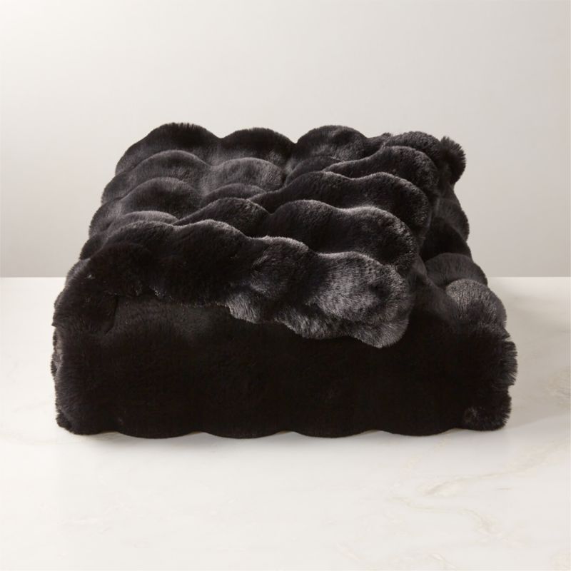 Farleigh Black Faux Fur Throw Blanket + Reviews | CB2