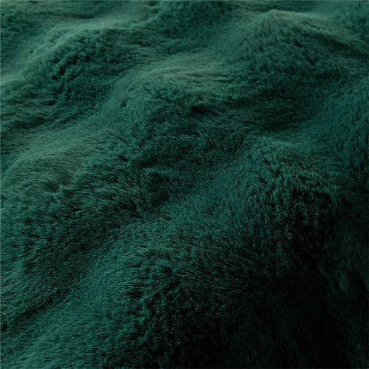Farleigh Dark Green Faux Fur Throw Pillow 20"x20"