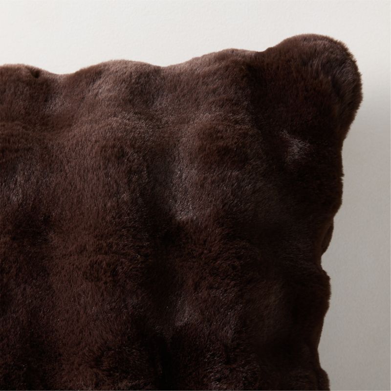 Farleigh Double-Sided Dark Brown Faux Fur Throw Pillow With Feather-Down Insert 20"X20" - image 1 of 5