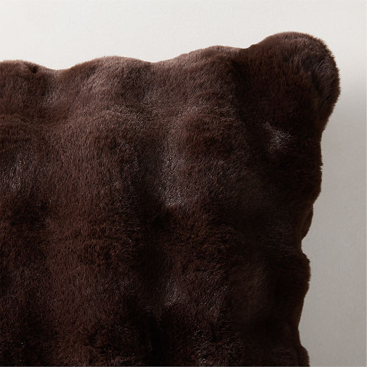 Farleigh Double-Sided Dark Brown Faux Fur Throw Pillow 20"x20"