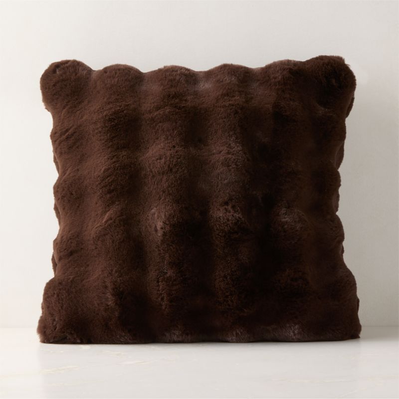 Farleigh Double-Sided Dark Brown Faux Fur Throw Pillow With Feather-Down Insert And Throw Blanket Set - image 3 of 7