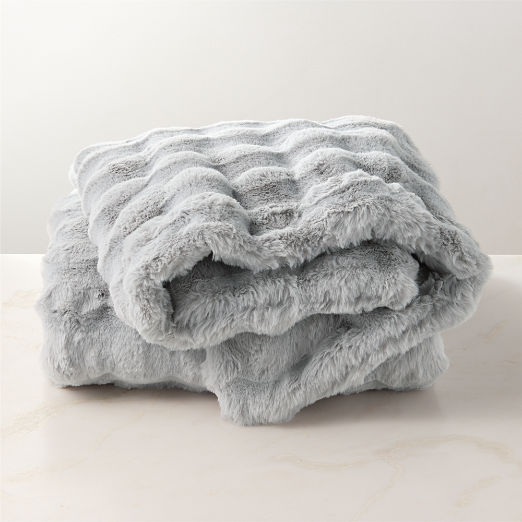 Farleigh Iced Blue Faux Fur Throw Blanket