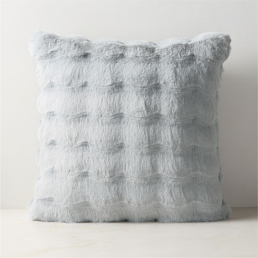 Farleigh Iced Blue Faux Fur Throw Pillow Cover 20"