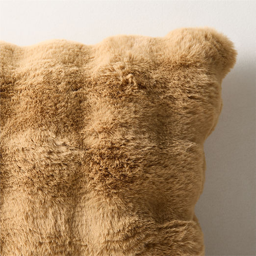 Farleigh Double-Sided Tan Faux Fur Throw Pillow 20"X20"