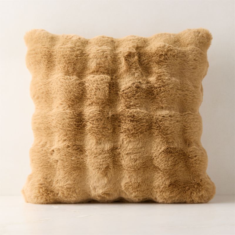 Farleigh Double-Sided Tan Faux Fur Throw Pillow Cover And Throw Blanket Set - image 3 of 8
