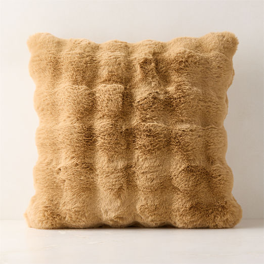 Farleigh Double-Sided Tan Faux Fur Throw Pillow 20"X20"