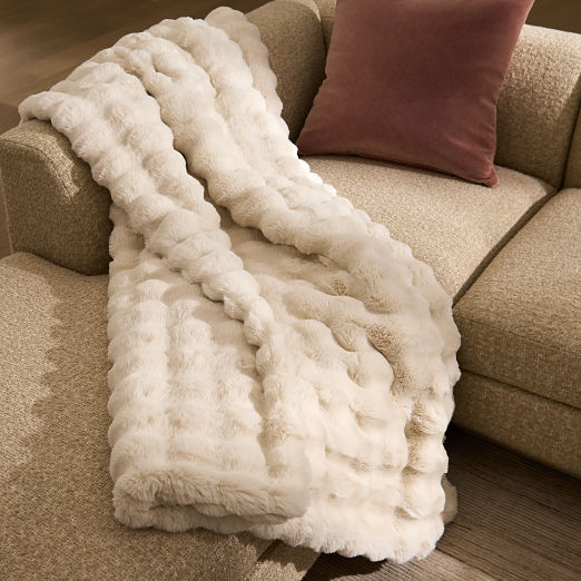 Farleigh Warm White Faux Fur Throw Blanket 60"x80"