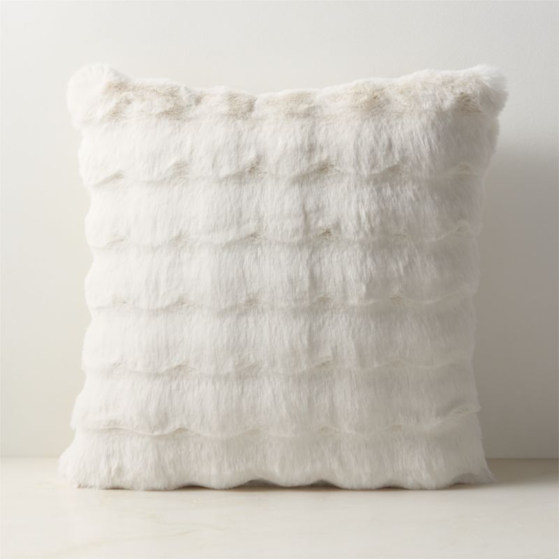 View Farleigh Warm White Faux Fur Throw Pillow with Feather-Down Insert 20"x20" details