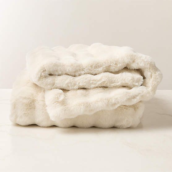 Farleigh Warm White Faux Fur Throw Blanket 60"x80"