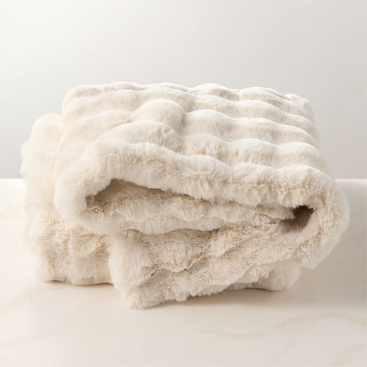 Farleigh Double-Sided Warm White Faux Fur Throw Blanket 50"x70"